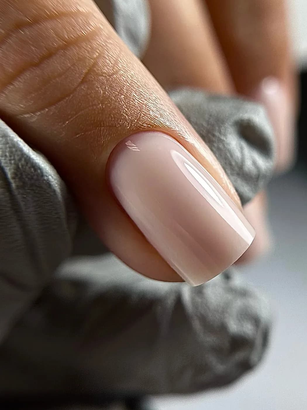 Finished glossy manicure, close-up